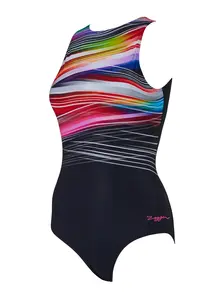 Display front view 4 of Product detail - Womens Prism Geo Hi Front Swimsuit PRIS