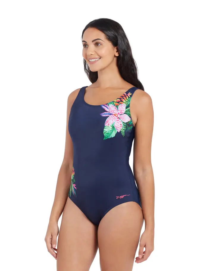 Out of Stock,Sale, Ansicht Großes Bild der Vorderseite Product detail - Orchid Daze Adjustable Scoopback One Piece OCDA
