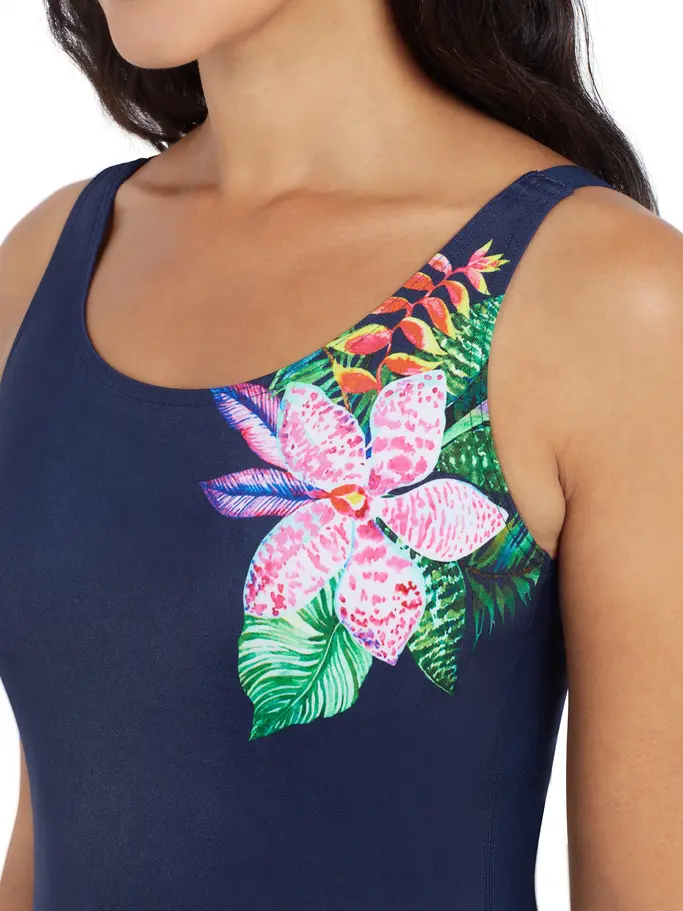 Out of Stock,Sale, Ansicht Großes Bild der Vorderseite Product detail - Orchid Daze Adjustable Scoopback One Piece OCDA