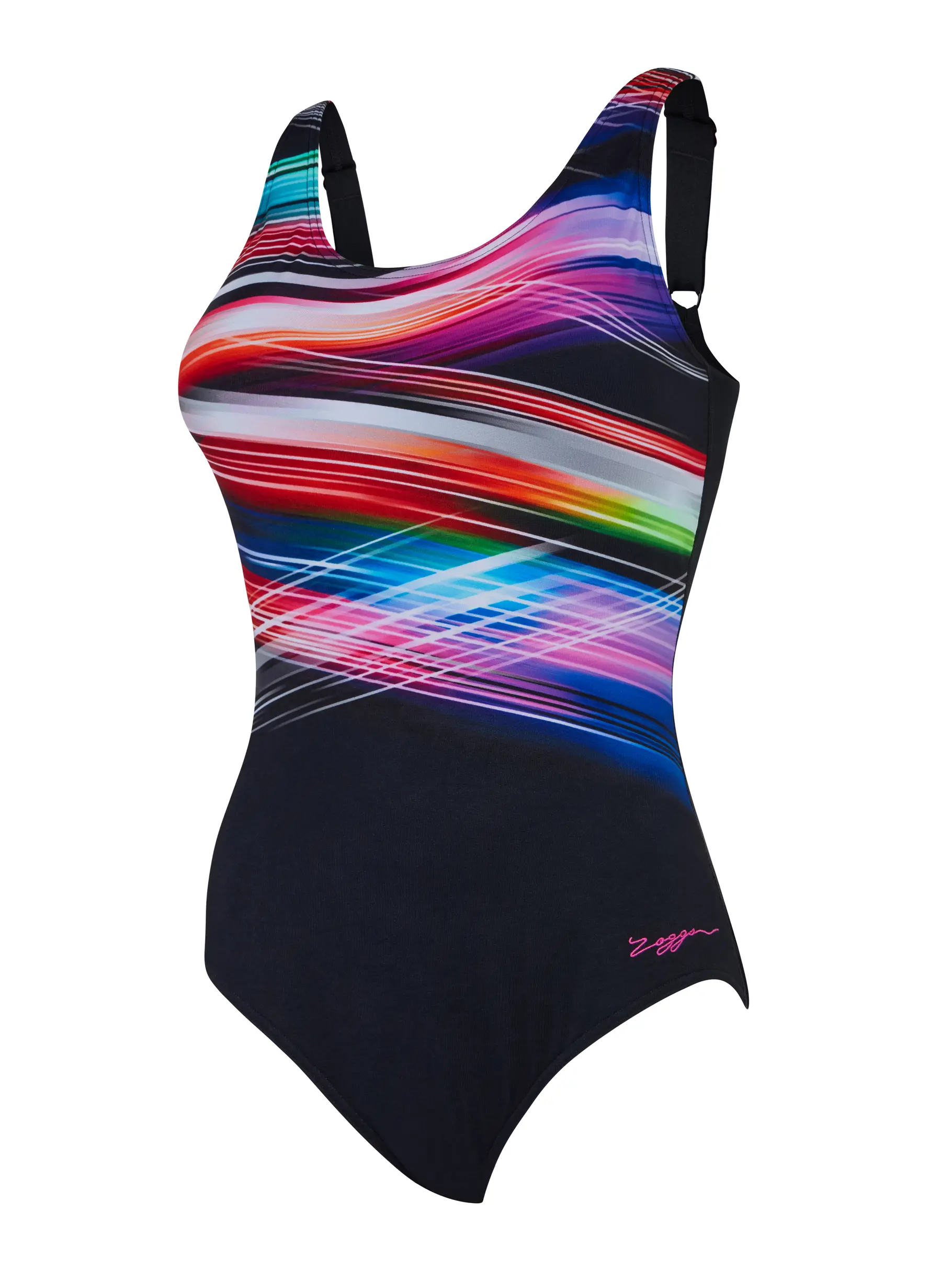 Sale, view full size image of Front view of Product detail - Prism Geo Adjustable Scoopback Swimsuit PRIS