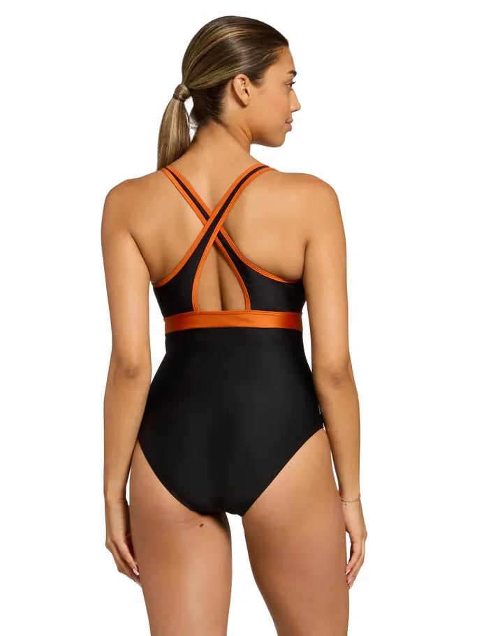 New, view full size image of Front view of Product detail - Womens Tapestry Dakota Crossback Swimsuit TAPE
