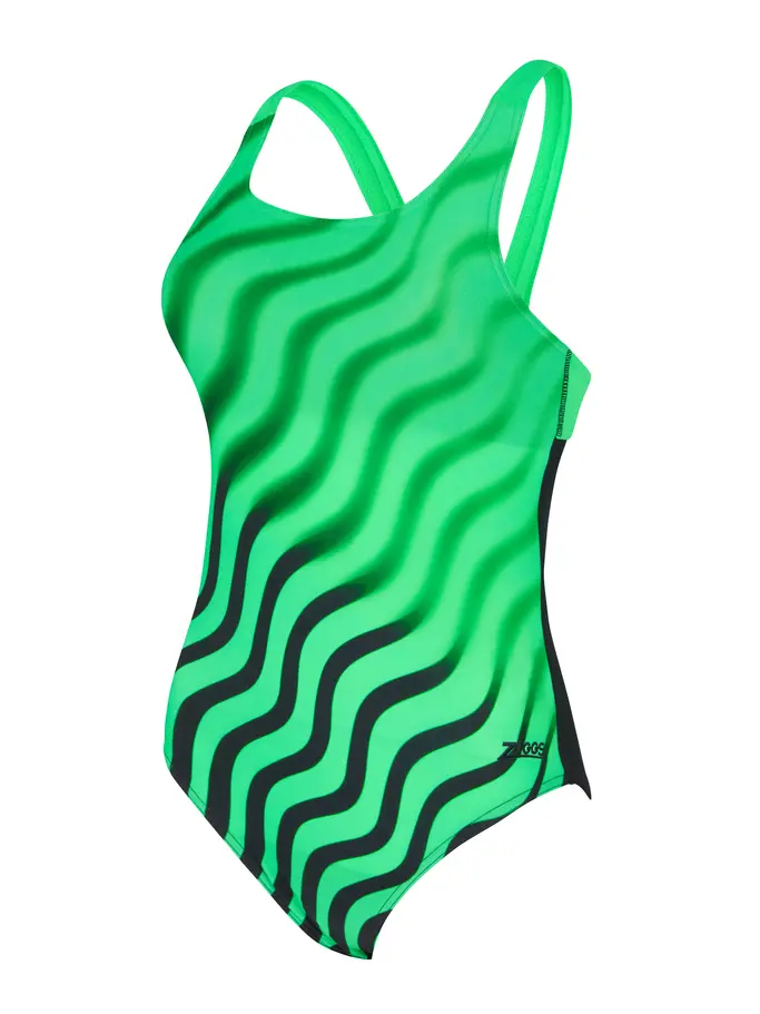 Sale, view full size image of Front view of Product detail - Womens Black Disco Speedback Swimsuit BKDI