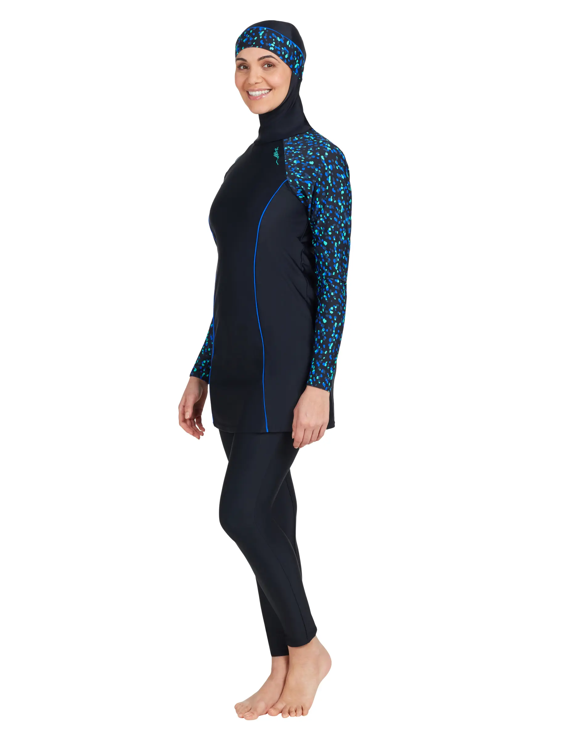 Sale, view full size image of Front view of Product detail - Womens Jewel Three Piece Modesty Swimsuit JEWE