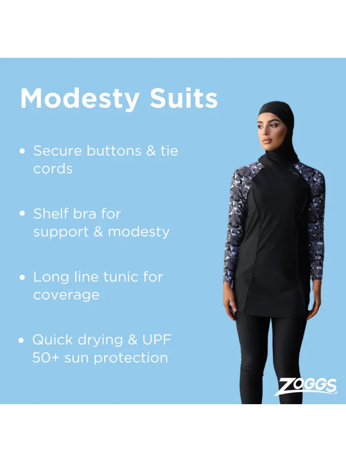 Sale, view full size image of Front view of Product detail - Womens Jewel Three Piece Modesty Swimsuit JEWE