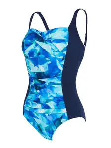 Display front view 5 of Product detail - Aqua Digital Ruched Front One Piece Swimsuit AQDI