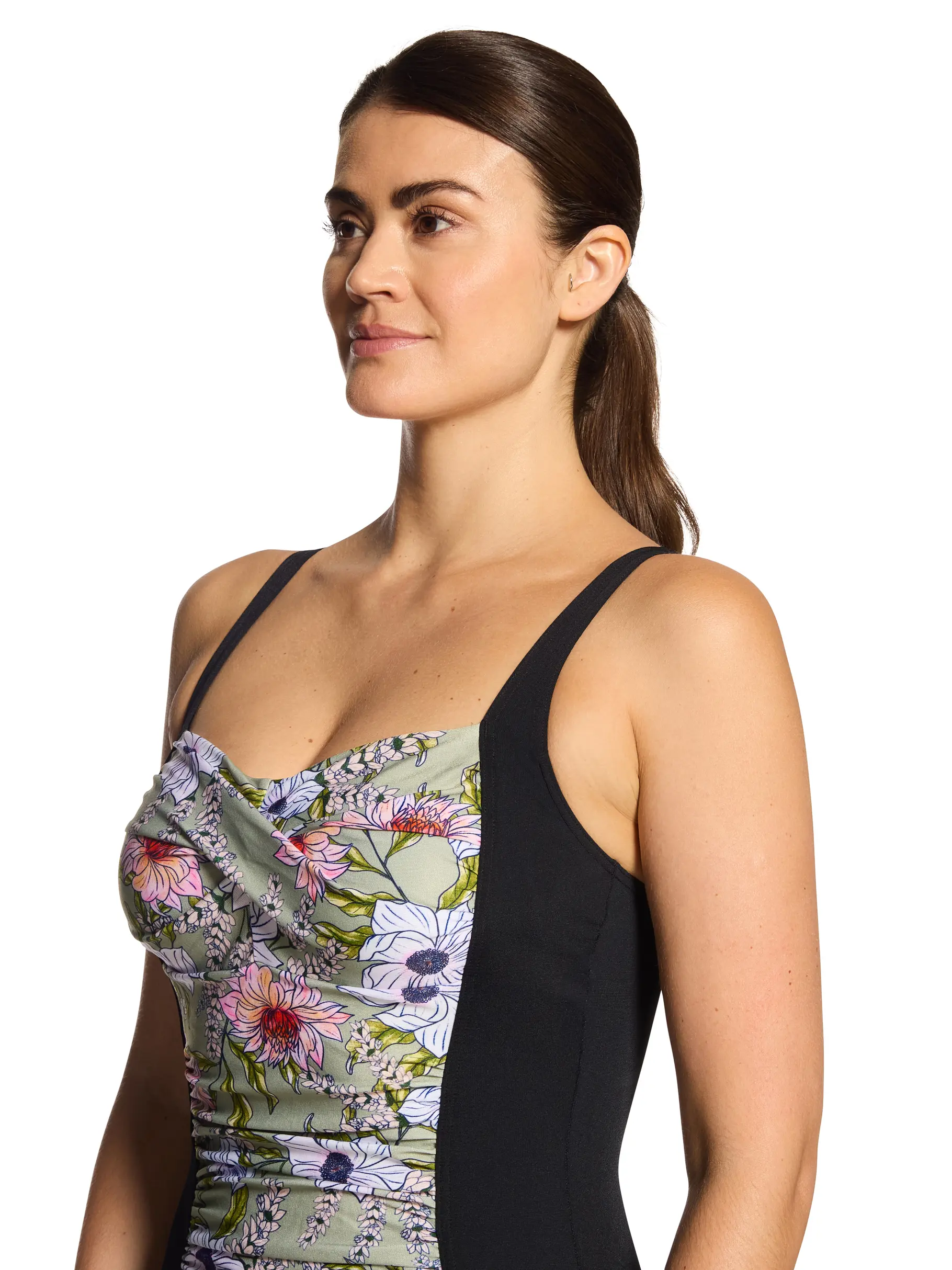, view full size image of Front view of Product detail - Womens Freesia Ruched Front Swimsuit FREE