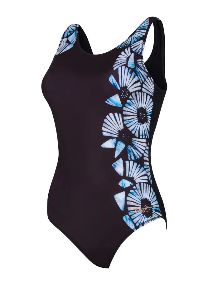 Sale,Clearance, view full size image of Front view of Product detail - Womens Moonstone Scoopback Swimsuit MOON