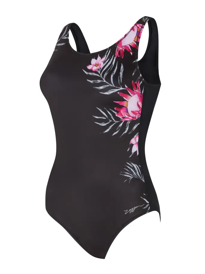New, view full size image of Front view of Product detail - Womens Safari Leaf Scoopback Swimsuit SAFA