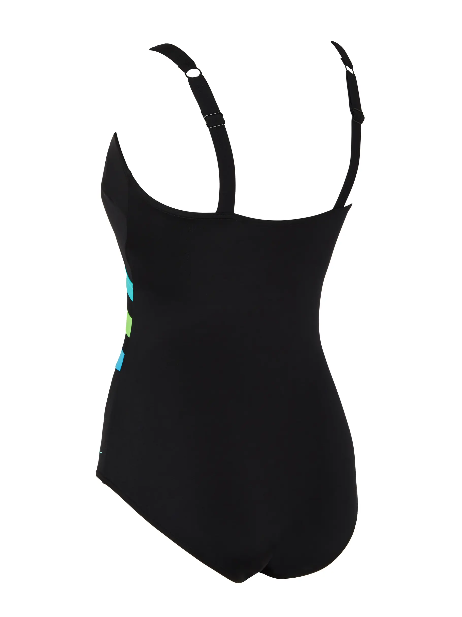 , view full size image of Front view of Product detail - Womens Wrap Panel Adjustable Classic Back Swimsuit black/green