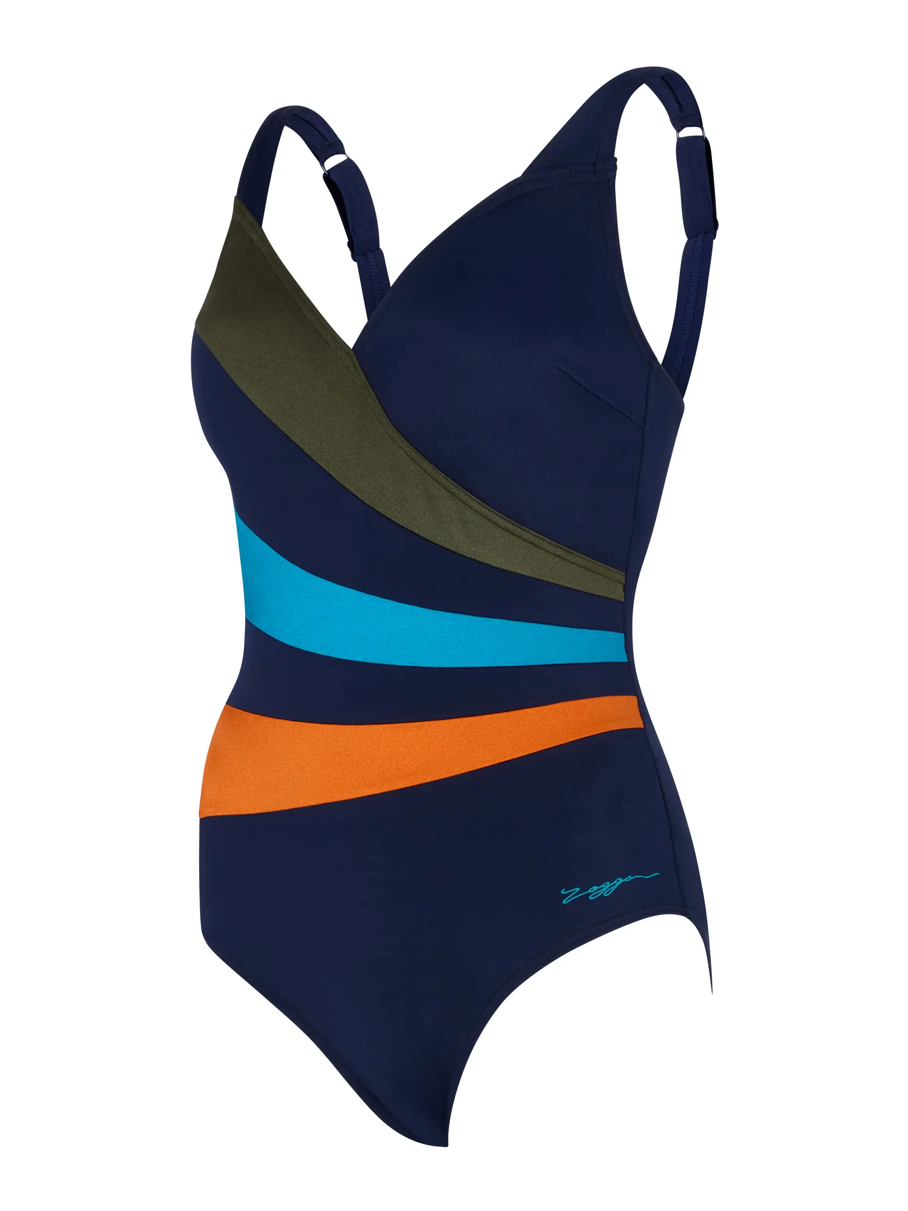 New, view full size image of Front view of Product detail - Womens Mandira Wrap Panel Classicback Swimsuit MAND