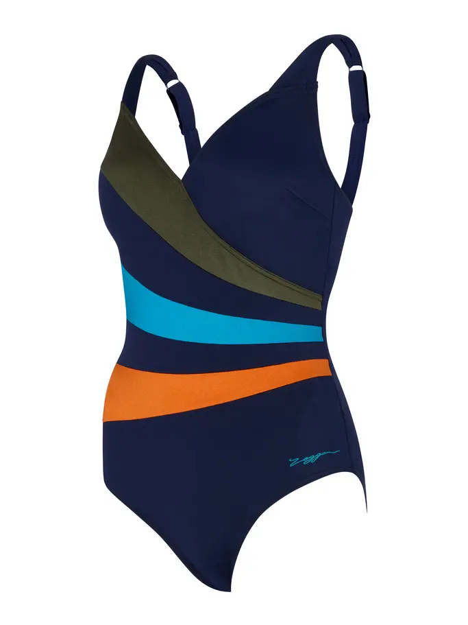 Sale, view full size image of Front view of Product detail - Womens Mandira Wrap Panel Classicback Swimsuit MAND