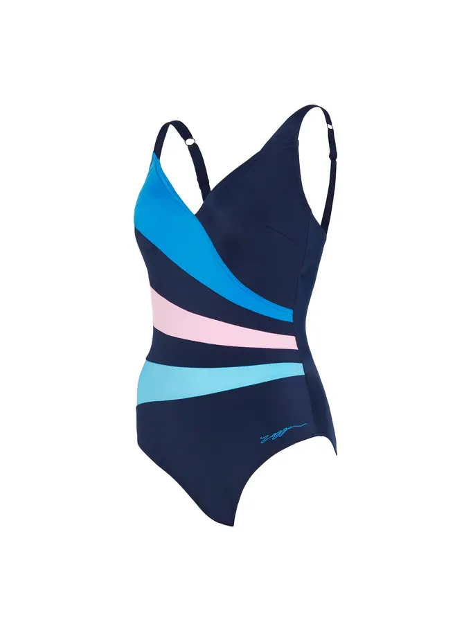 Sale,Clearance, view full size image of Front view of Product detail - Wrap Panel Adjustable Classic Back Swimsuit NVBP