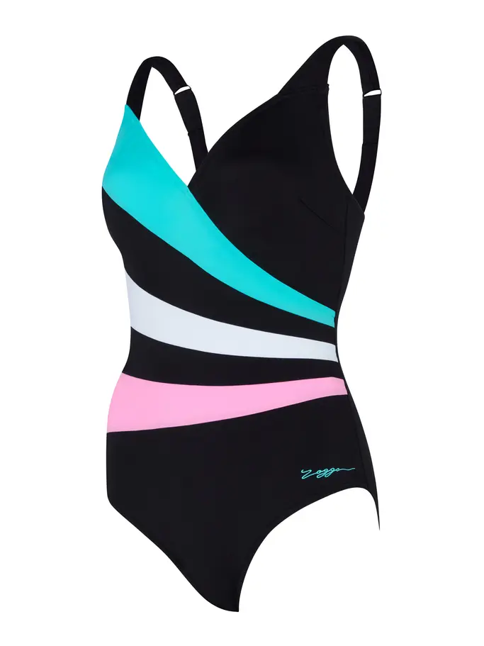 Sale, view full size image of Front view of Product detail - Womens Plantopia Wrap Panel Classicback Swimsuit PLAN