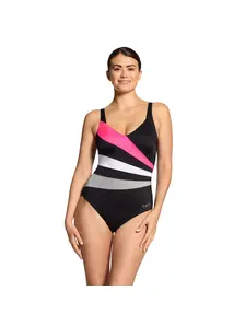 Display front view 1 of Product detail - Womens Safari Leaf Wrap Panel Classicback Swimsuit SAFA