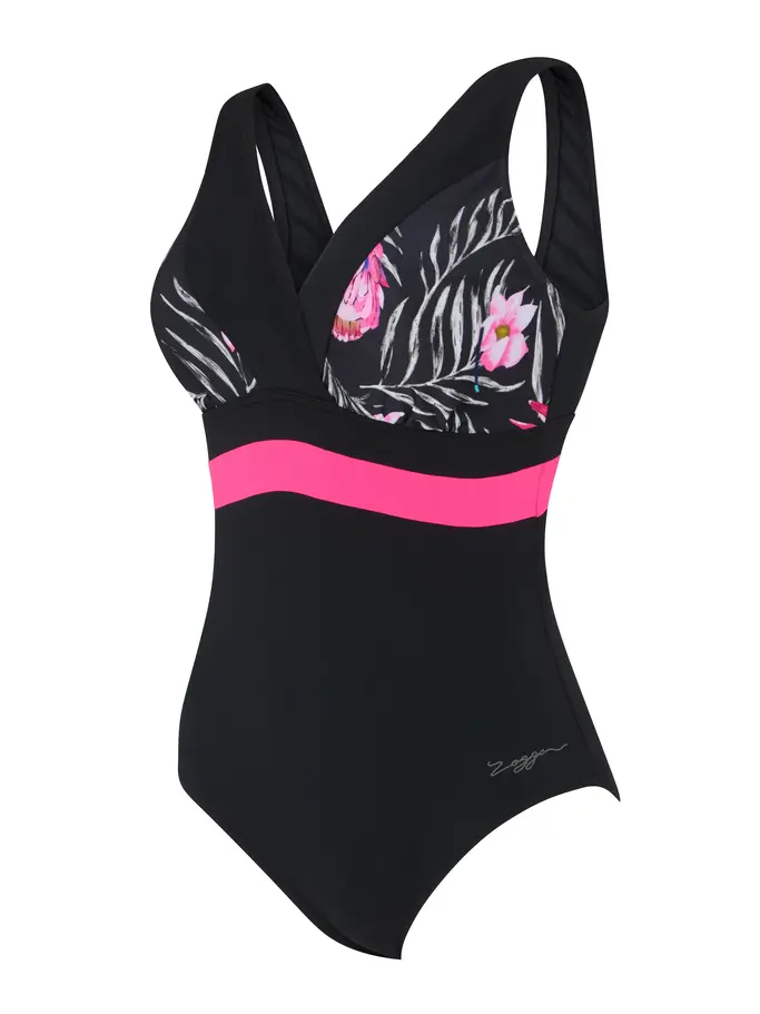 Sale,Clearance, view full size image of Front view of Product detail - Womens Safari Leaf Square Back Swimsuit SAFA