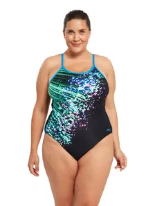 Display front view 1 of Product detail - Neon Sparkle Strikeback One Piece Swimsuit NNSP