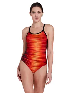 Display front view 1 of Product detail - Womens Pipeline Orange Strikeback Swimsuit PIOR
