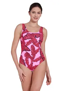 Display front view 1 of Product detail - Womens Awaken Pink Scoopback Swimsuit AWAK