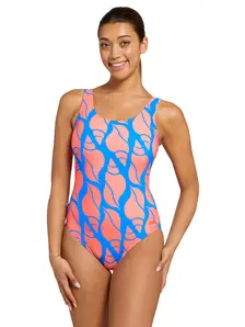Display front view 1 of Product detail - Womens Curvy Shell Scoopback Swimsuit CUSH