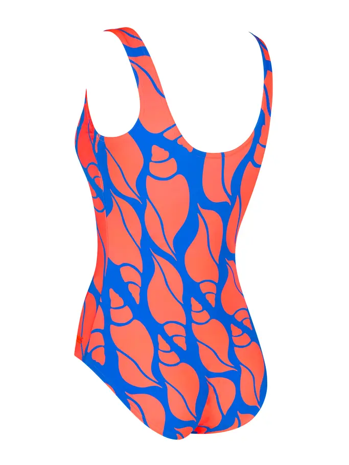 New, view full size image of Front view of Product detail - Womens Curvy Shell Scoopback Swimsuit CUSH