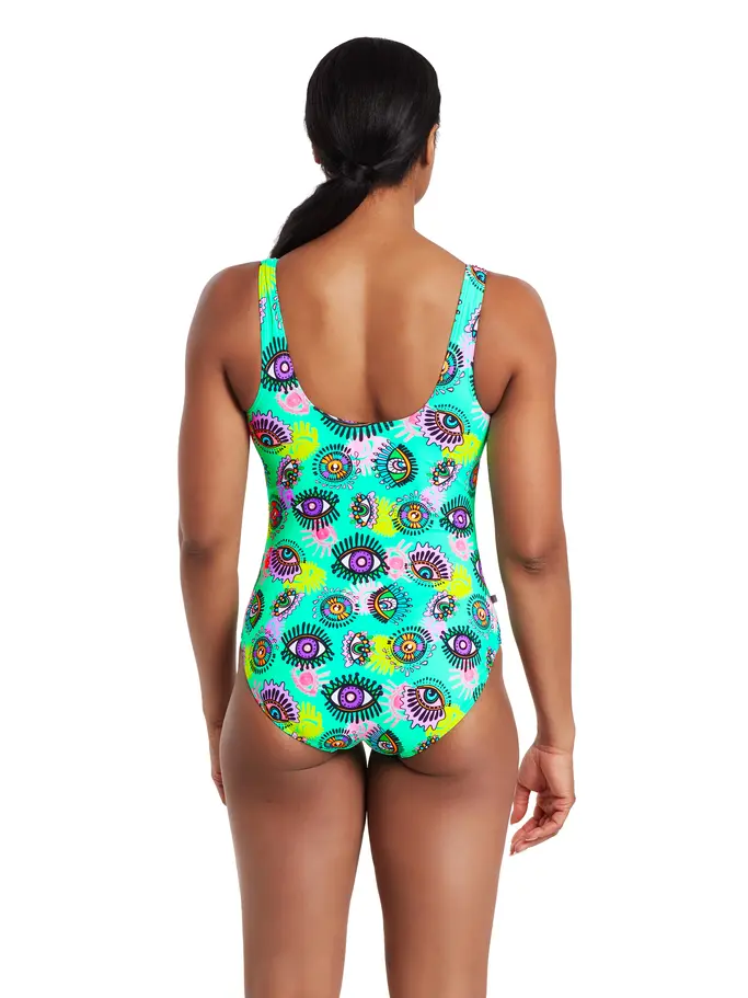 Sale,Clearance, view full size image of Front view of Product detail - Womens Look Inside Silver Lined Scoopback Swimsuit LIGN