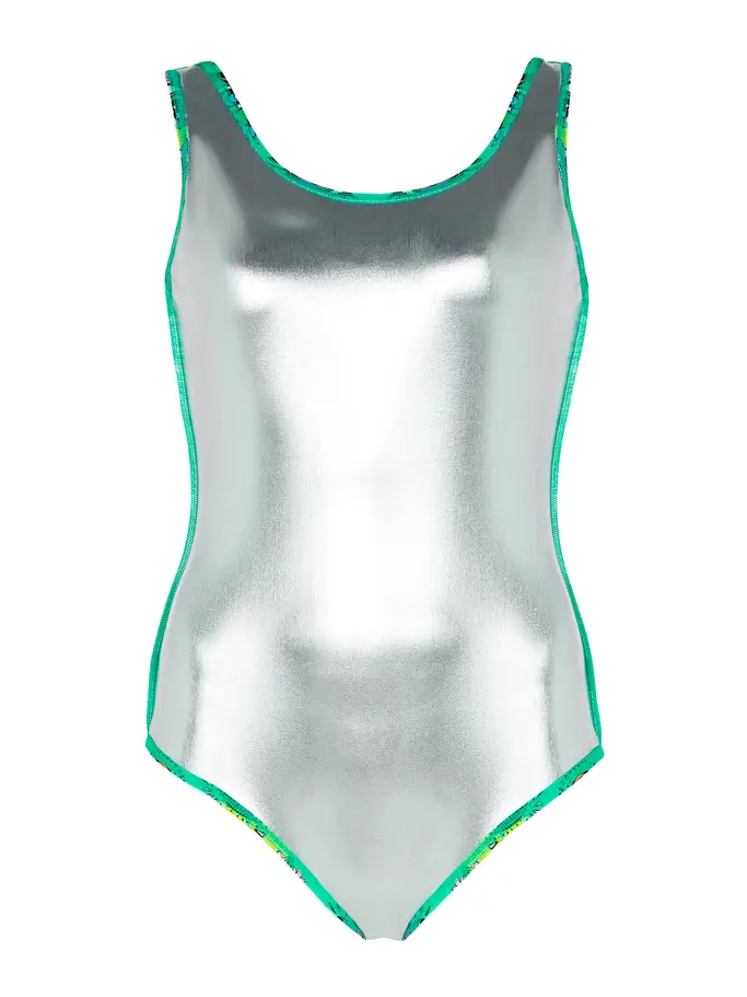 Sale,Clearance, view full size image of Front view of Product detail - Womens Look Inside Silver Lined Scoopback Swimsuit LIGN
