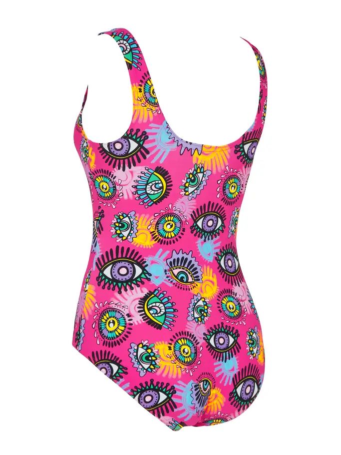 Sale,Clearance, view full size image of Front view of Product detail - Womens Look Inside Silver Lined Scoopback Swimsuit LIMG