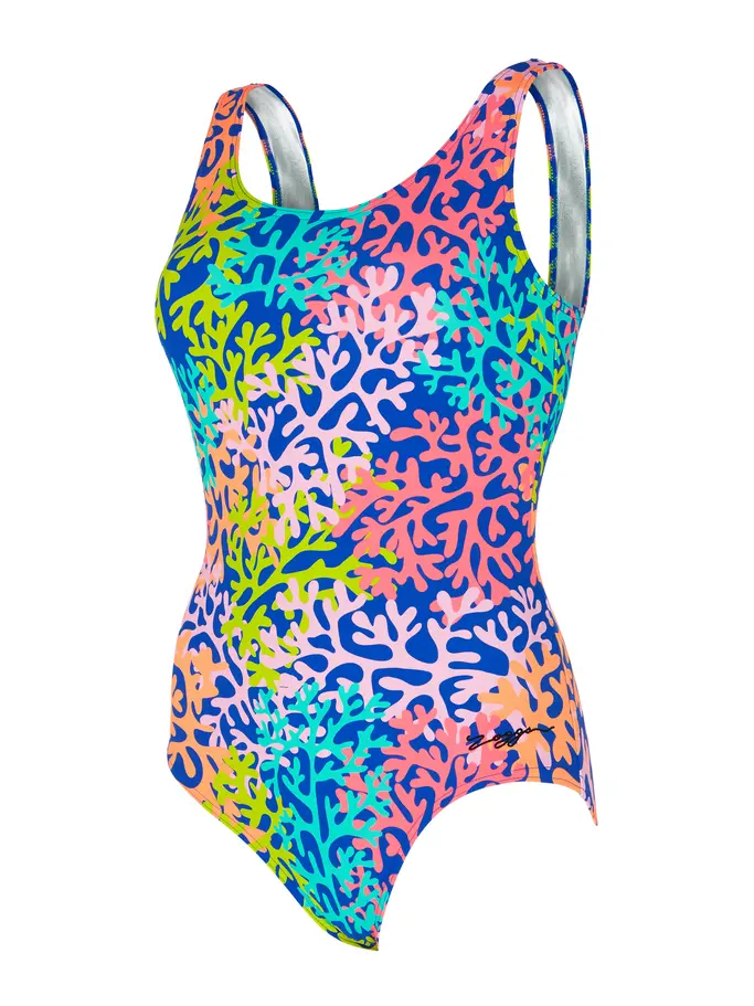 Sale,Clearance, view full size image of Front view of Product detail - Womens Sea Change Silver Lined Scoopback Swimsuit SECH