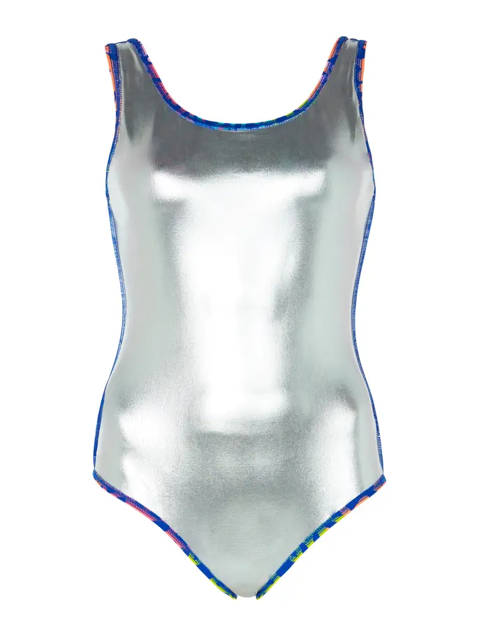 Sale,Clearance, view full size image of Front view of Product detail - Womens Sea Change Silver Lined Scoopback Swimsuit SECH