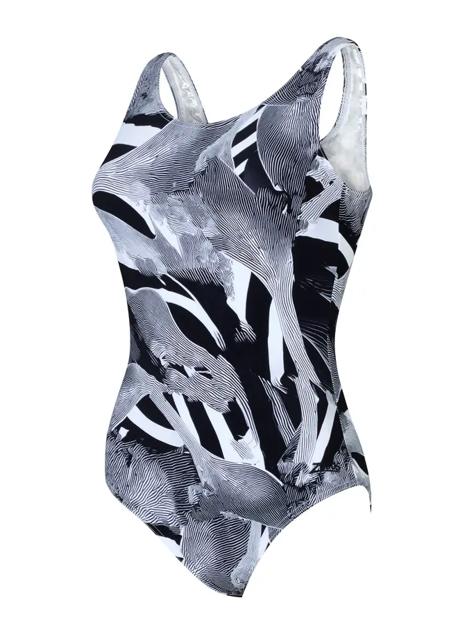 Sale, view full size image of Front view of Product detail - Womens Sea Skin Silver Lined Scoopback Swimsuit SESK
