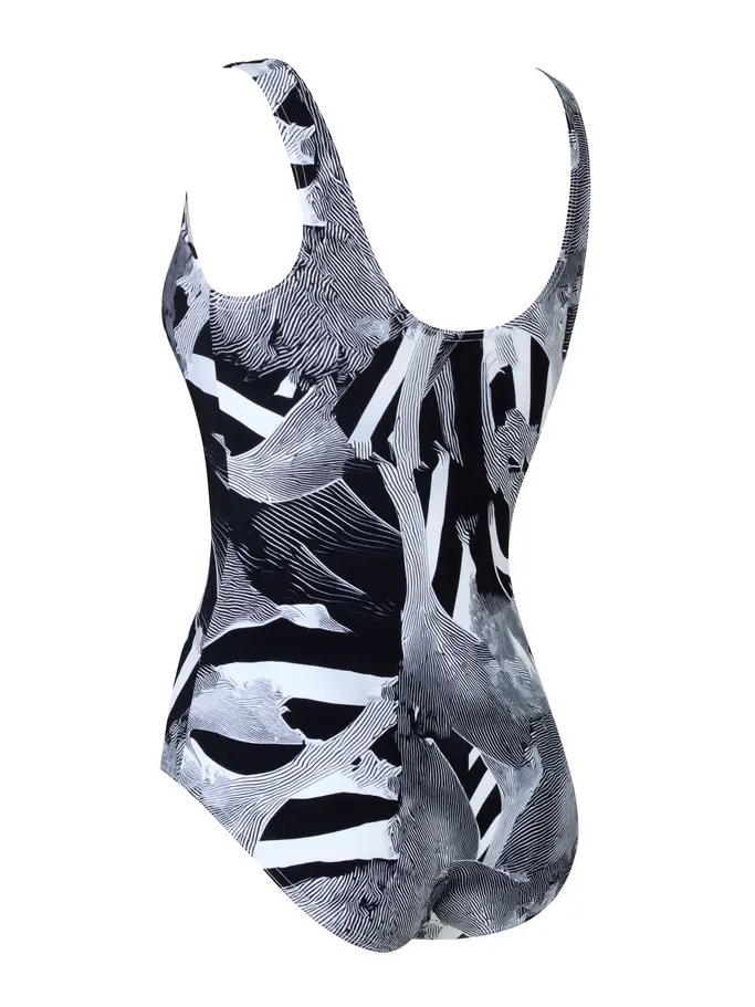 Sale, view full size image of Front view of Product detail - Womens Sea Skin Silver Lined Scoopback Swimsuit SESK