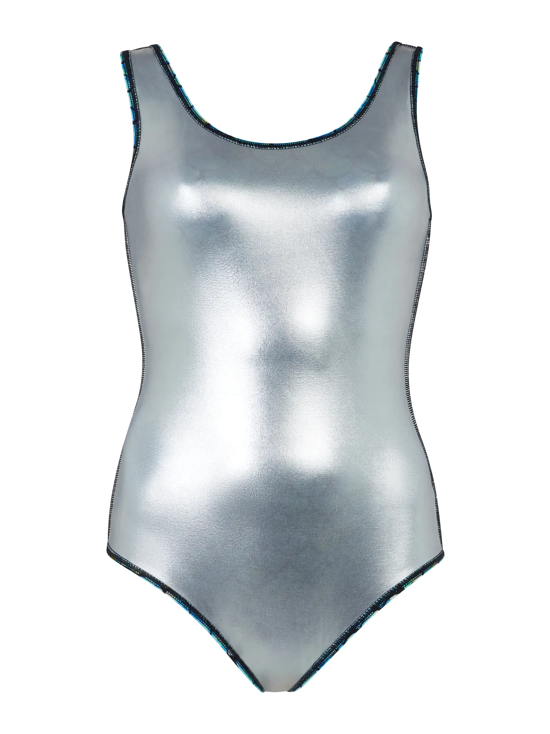 Sale,Clearance, view full size image of Front view of Product detail - Womens Sirene Silver Lined Scoopback Swimsuit SRNE