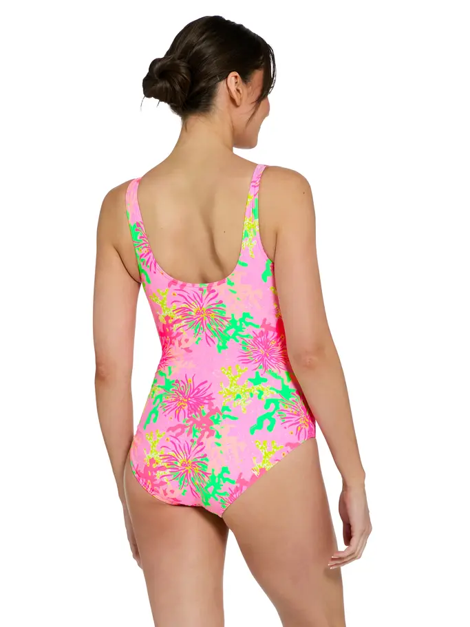 Sale,Clearance, view full size image of Front view of Product detail - Womens Undersea Magic Silver Lined Scoopback Swimsuit UNPK