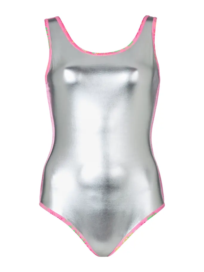 Sale,Clearance, view full size image of Front view of Product detail - Womens Undersea Magic Silver Lined Scoopback Swimsuit UNPK
