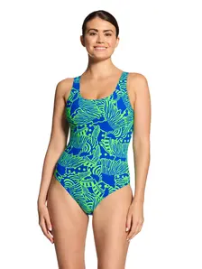 Display front view 1 of Product detail - Womens Wings Navy Silver Lined Scoopback Swimsuit WINV