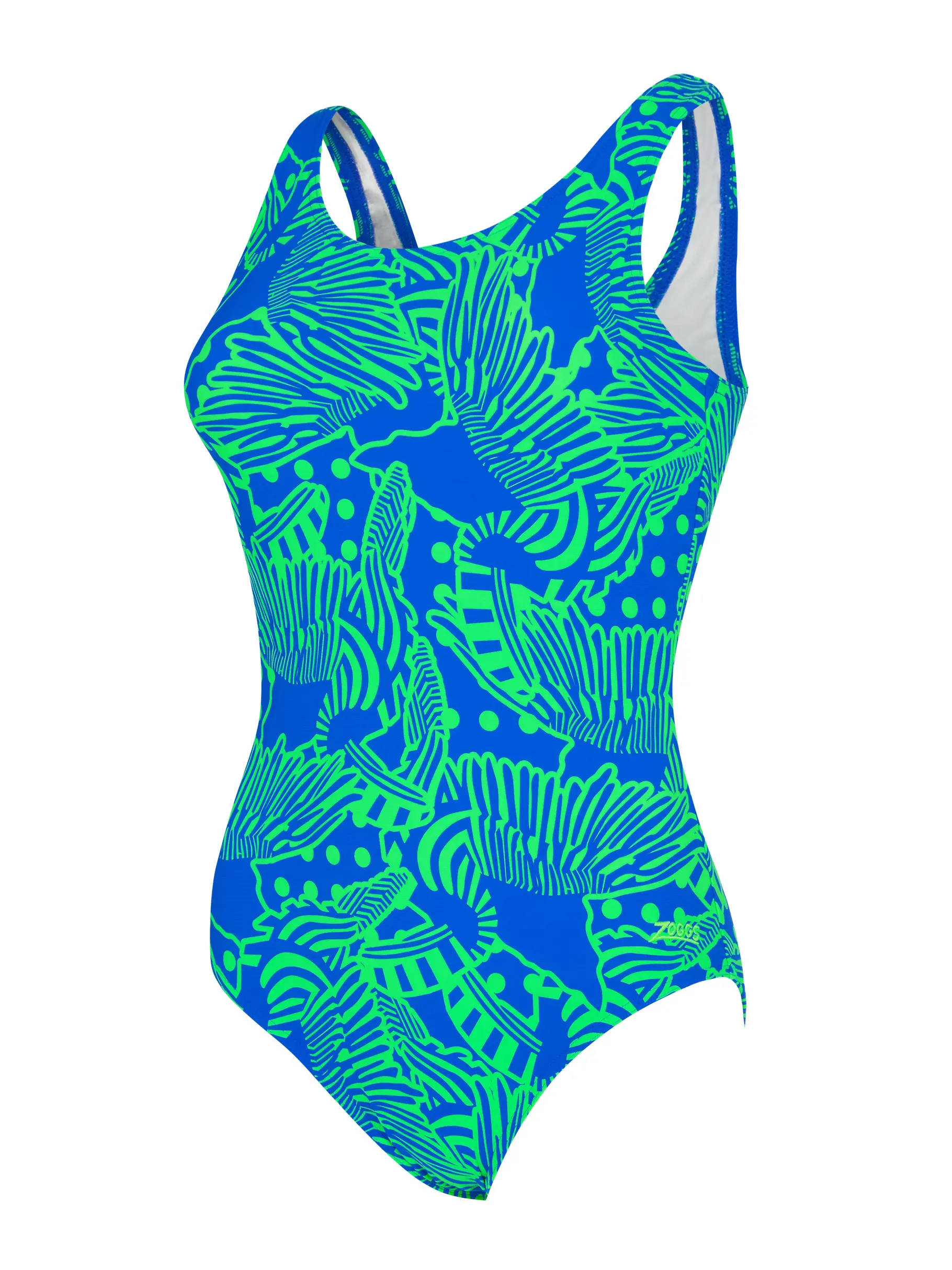 , view full size image of Front view of Product detail - Womens Wings Navy Silver Lined Scoopback Swimsuit WINV