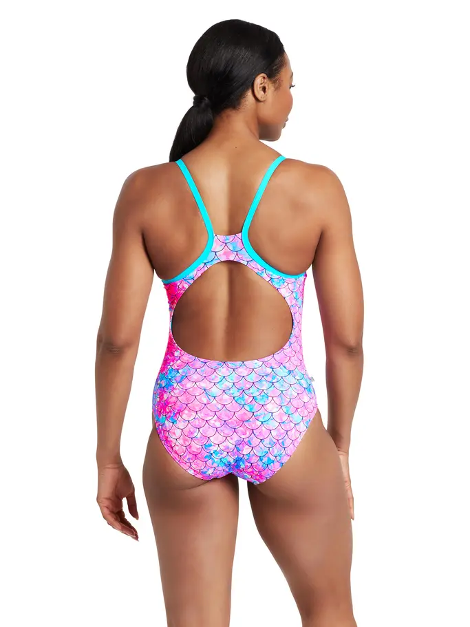 Sale,Clearance, view full size image of Front view of Product detail - Womens Sirene Sparkle Silver Lined Strikeback Swimsuit SISP