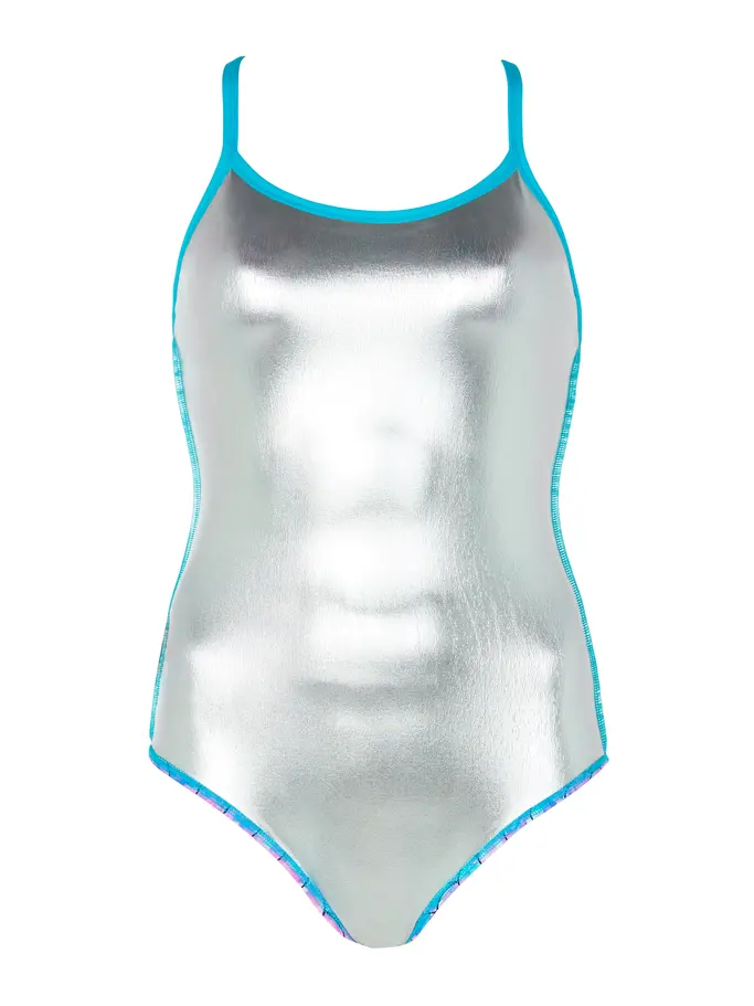 Sale,Clearance, view full size image of Front view of Product detail - Womens Sirene Sparkle Silver Lined Strikeback Swimsuit SISP