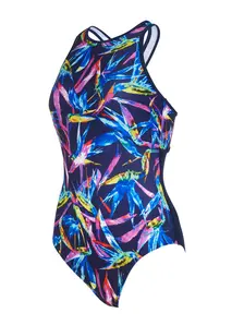 Display front view 4 of Product detail - Neon Crystal Hi Front Cross Back Swimsuit NNCR
