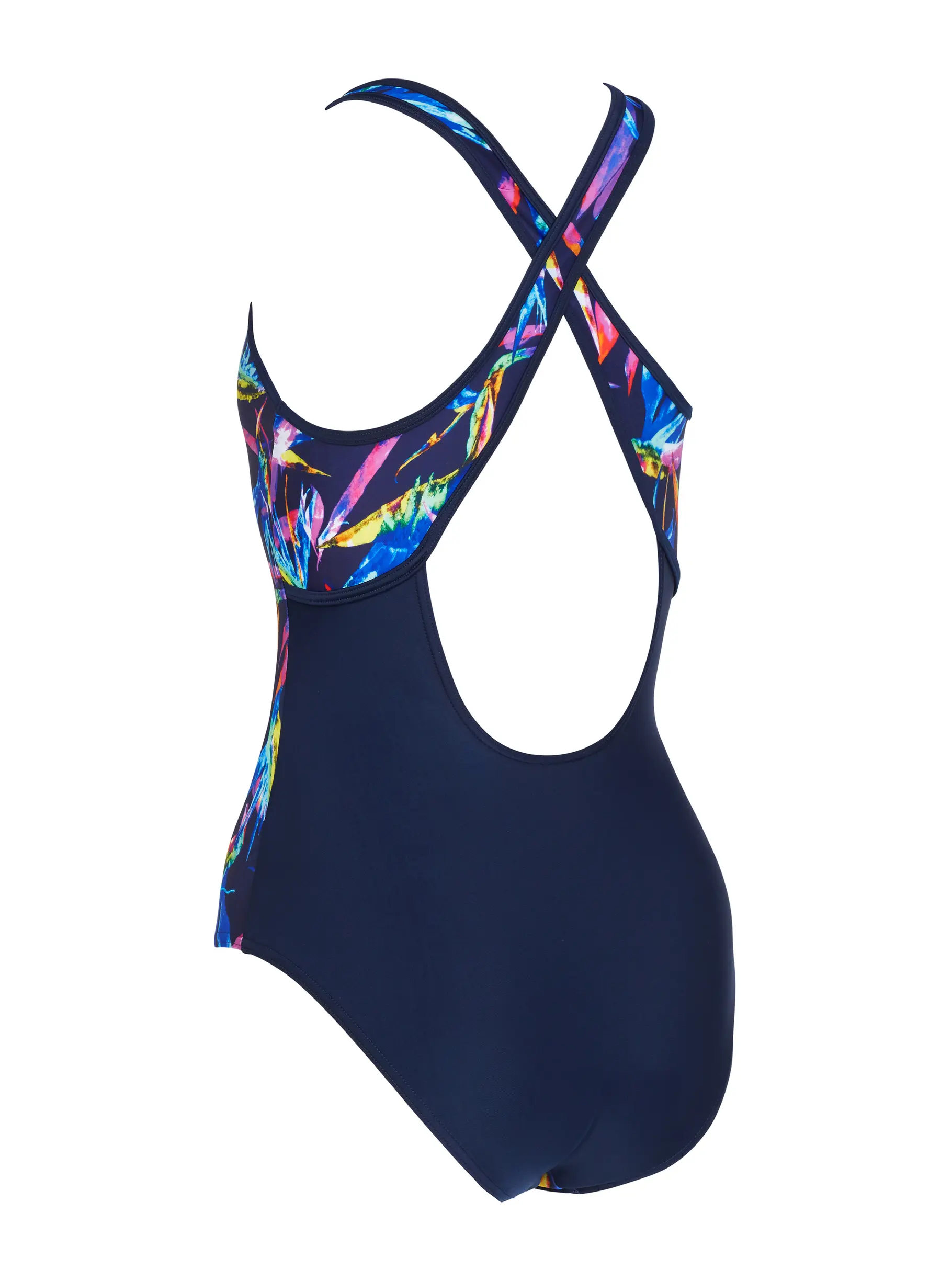 Out of Stock,Sale, view full size image of Front view of Product detail - Neon Crystal Hi Front Cross Back Swimsuit NNCR