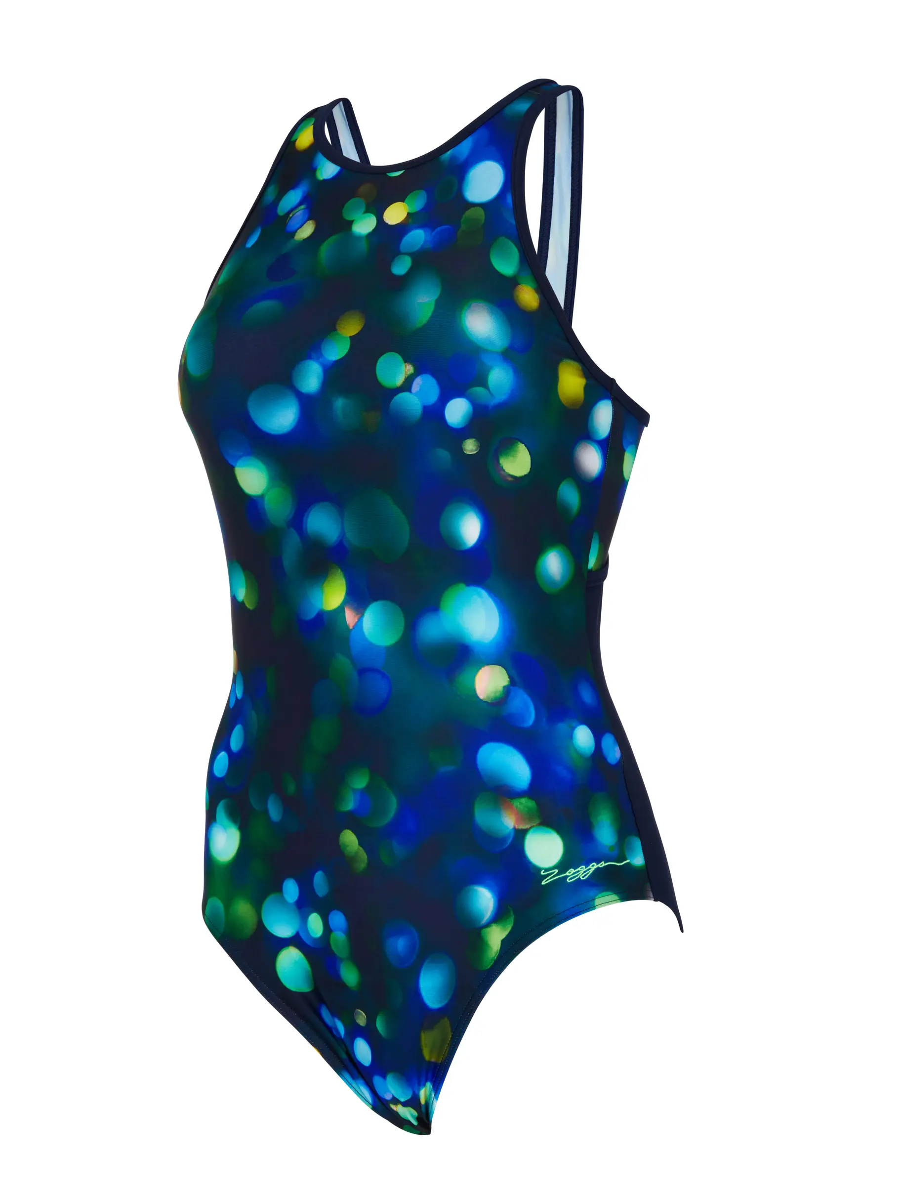 Sale,Clearance, view full size image of Front view of Product detail - Purity Hi Front Cross Back Swimsuit PRTY