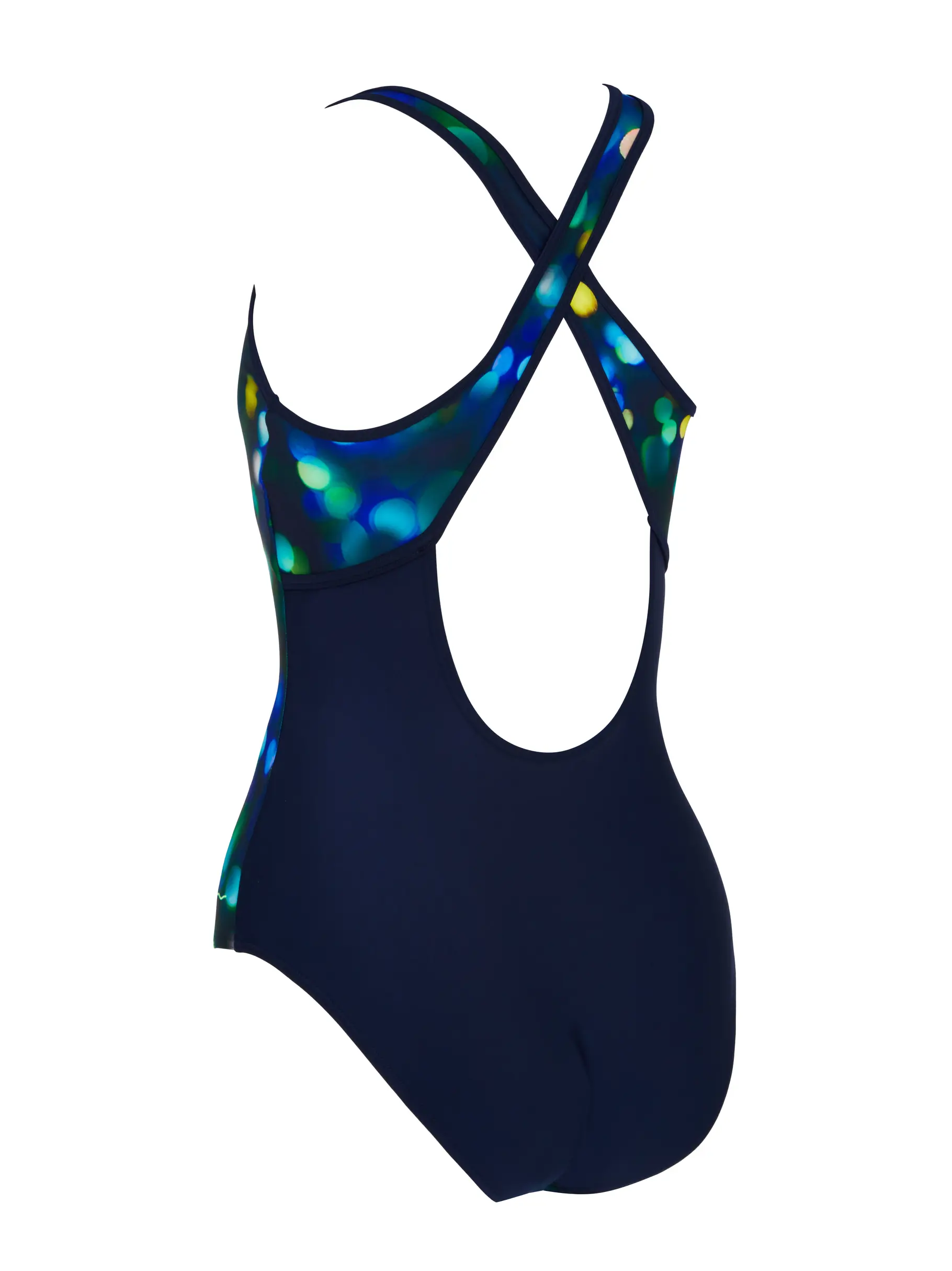 Sale,Clearance, view full size image of Front view of Product detail - Purity Hi Front Cross Back Swimsuit PRTY
