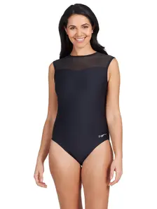 Display front view 4 of Product detail - Mesh Wide Hi Front Swimsuit black