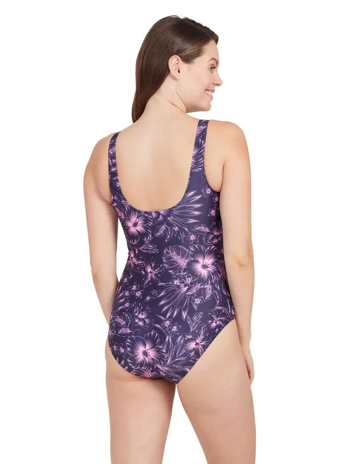 Out of Stock,Sale, Ansicht Großes Bild der Vorderseite Product detail - Sunset Bloom Scoopback One Piece Swimsuit SNBL