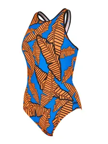 Display front view 5 of Product detail - Womens Awaken Blue Silver Lined Crossback Swimsuit AWBL