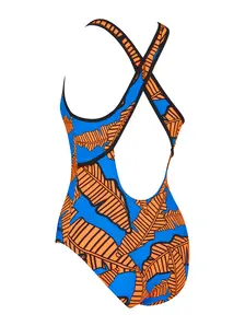 Display front view 6 of Product detail - Womens Awaken Blue Silver Lined Crossback Swimsuit AWBL