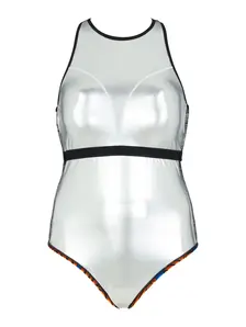 Display front view 7 of Product detail - Womens Awaken Blue Silver Lined Crossback Swimsuit AWBL