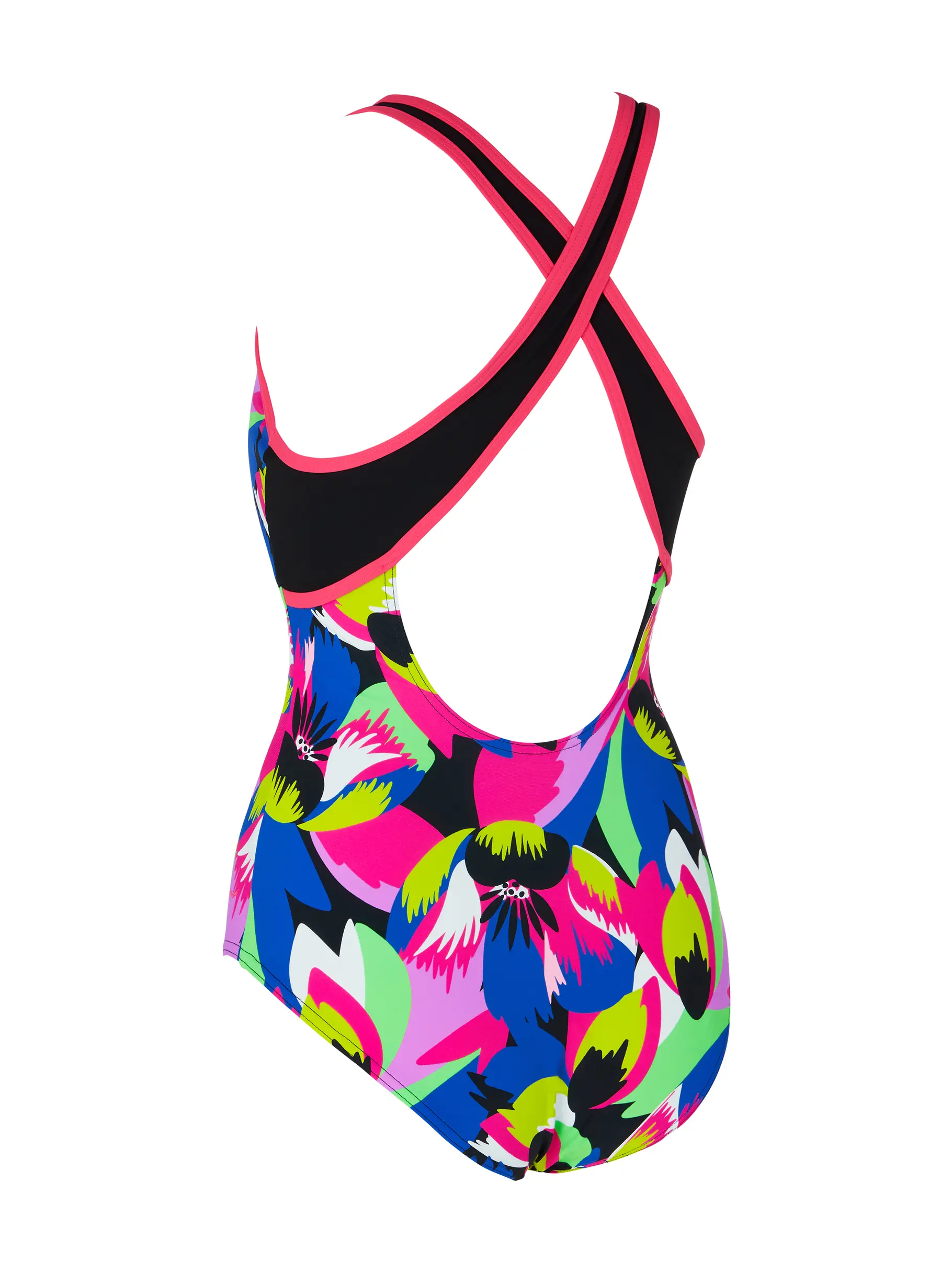 Out of Stock,Sale, Ansicht Großes Bild der Vorderseite Product detail - Womens Florish Pink Silver Lined Crossback Swimsuit FLPK