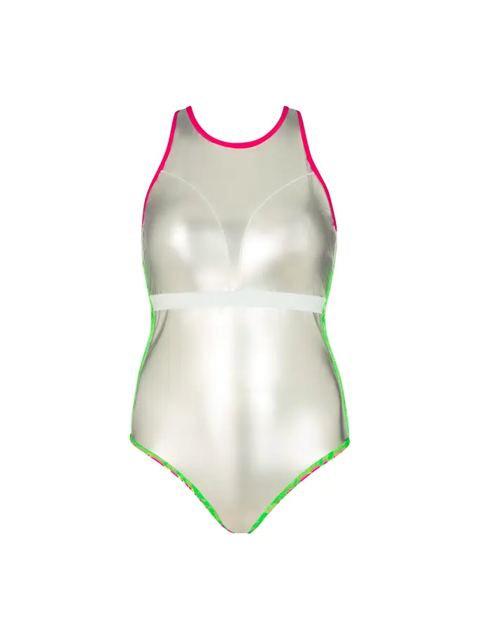 New, view full size image of Front view of Product detail - Womens Undersea Magic Green Crossback Swimsuit UNGN