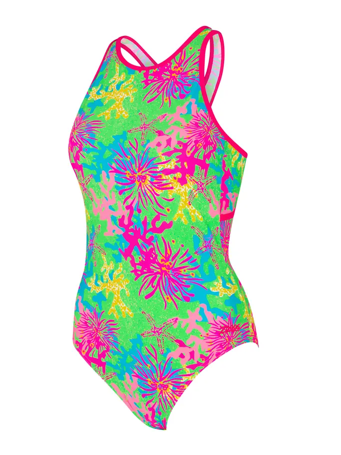 New, view full size image of Front view of Product detail - Womens Undersea Magic Green Crossback Swimsuit UNGN